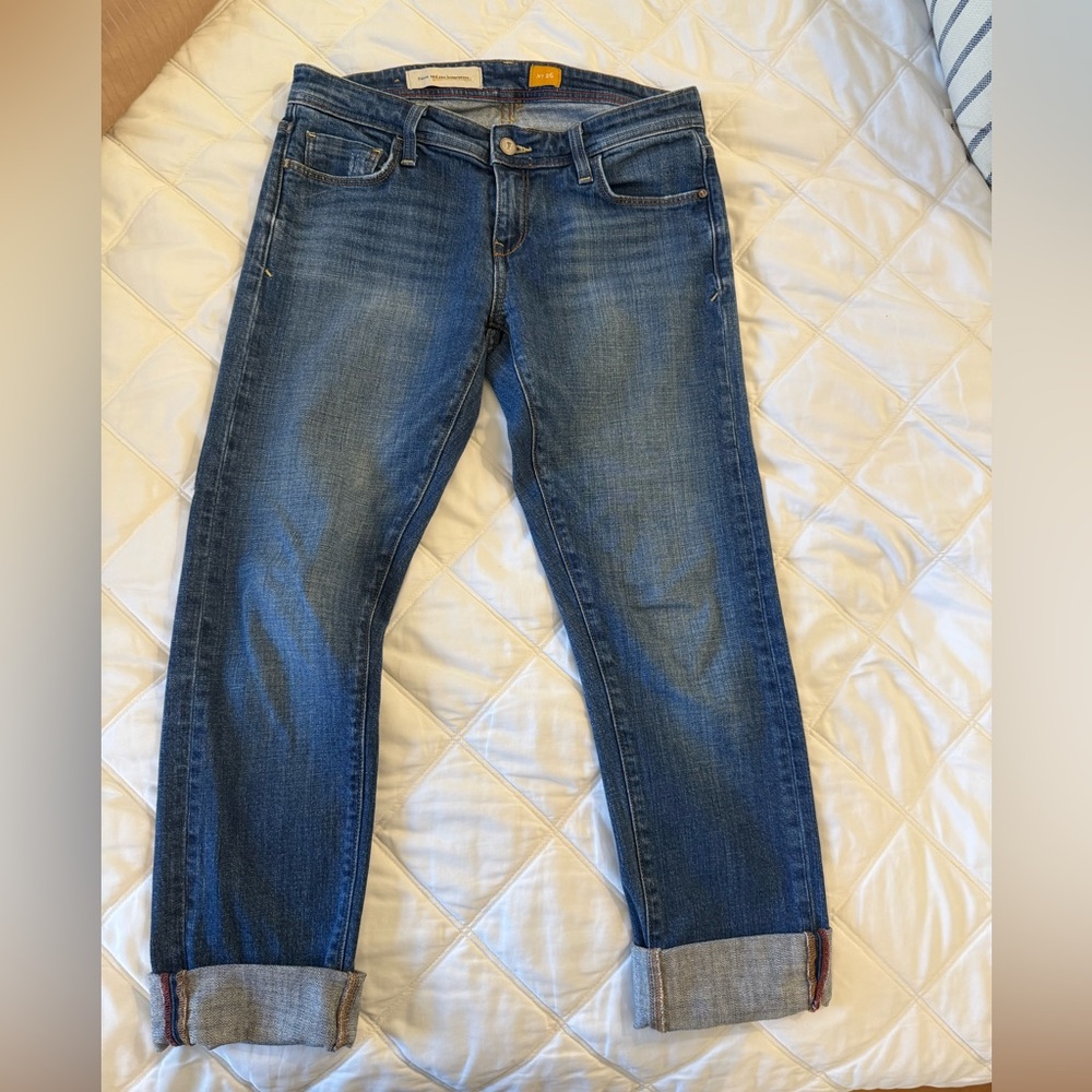 Pilcro and the Letterpress Blue Boyfriend Jeans